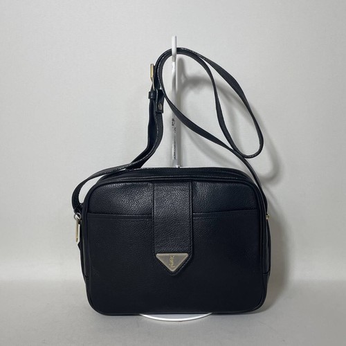 Yves Saint Laurent Shoulder Bag Black Leather 7.1x7.9x2.4 in