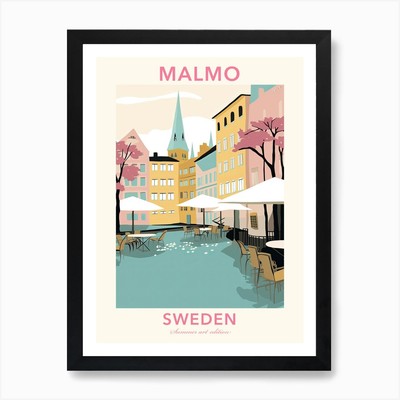 Malmö, Schweden, flache Pastelltöne I gerahmtes Wandbild Poster Leinwanddruck Bild