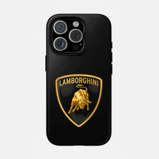 Luxury Lamborghini Bull Logo Tough iPhone Case Gold Black
