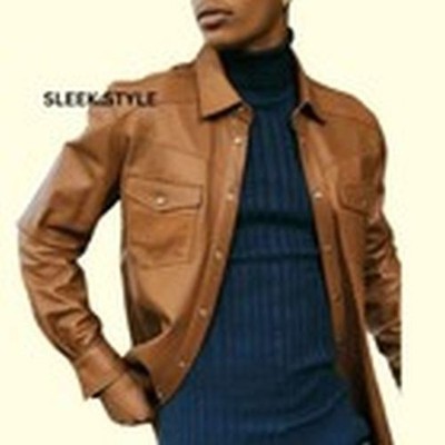 Stylish Casual Button Down Mens Leather Shirt Elegance Comfortable Fashion Wear