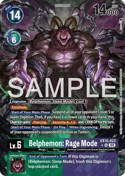 Belphemon: Rage Mode (Alternate Art) EX10-022 SR Super Rare Sinister Order NM