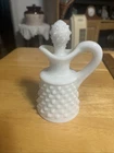 Vintage Small Milkglass Hobnail Decanter 4.5” Cruet,  Excellent Condition