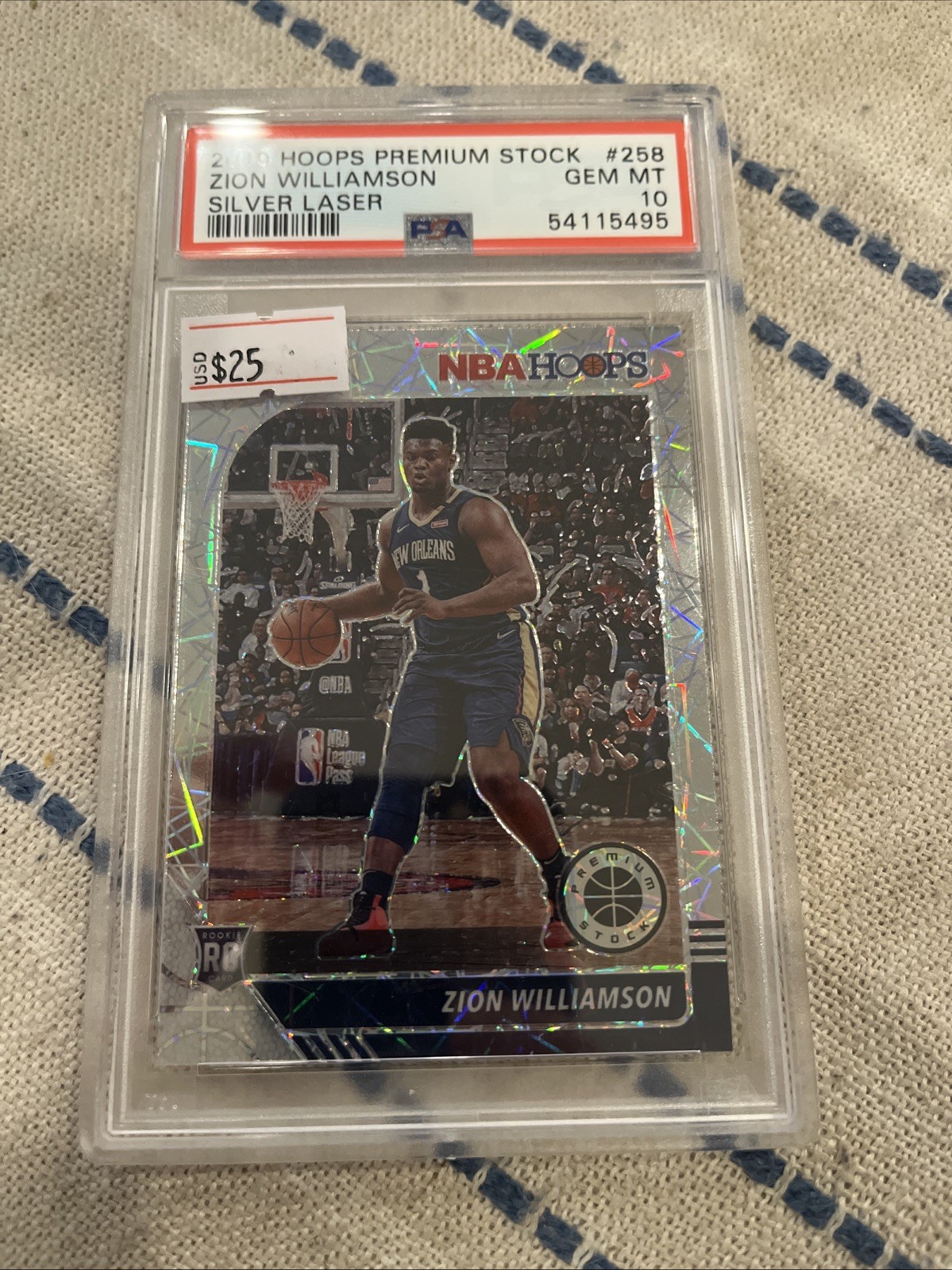 2019-20 Panini HOOPS Premium Stock Zion Williamson #258 (RC) Silver Laser PSA 10