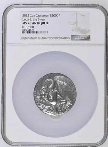 2023 Cameroon Leda and the Swan Celestial Beauty 2 oz Silver Coin/ NGC MS70