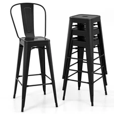 Topbuy Set of 4 Bar Stools 30" Height Stackable Patio Dining Chairs