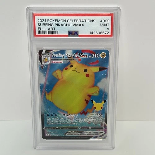 Pokémon Celebrations Surfing Pikachu VMAX 009/025 Ultra Rare Holo PSA 9