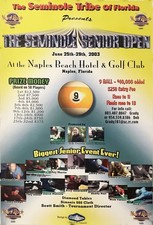 Póster Vintage Original Billar Piscina Senior Tournament Naples FL 24x36 2003