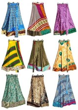 Indian Vintage Silk Skirts 10 PC Lot Dress Bohemian Women Hippie Boho Sari Gypsy