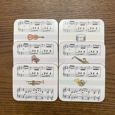 Jason Coasters Musical Instruments Scales Notes Set of 6 Design Collection Boxed
