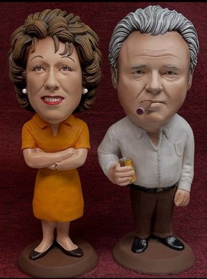 Esco Style Chalkware Statues Of Archie Bunker & Edith Bunker All In The Family.
