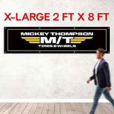 Mickey Thompson Tires Banner Flag Big 2x8 feet Drag Racing Mechanic Tire Shop 