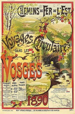   Chemins de Fer de l'Est - Vosges 1890 Vintage Travel Poster - 24x32 