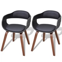 2Er Set Esszimmerstuhl Schwarz Bugholz Kunstleder Stuhl