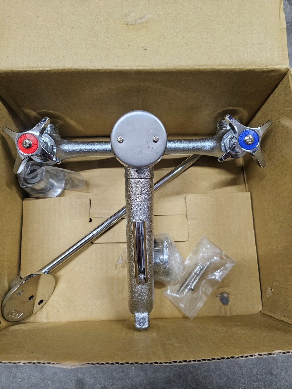 Commercial mop sink faucet with vacuum breaker wall mount rough chrome plated