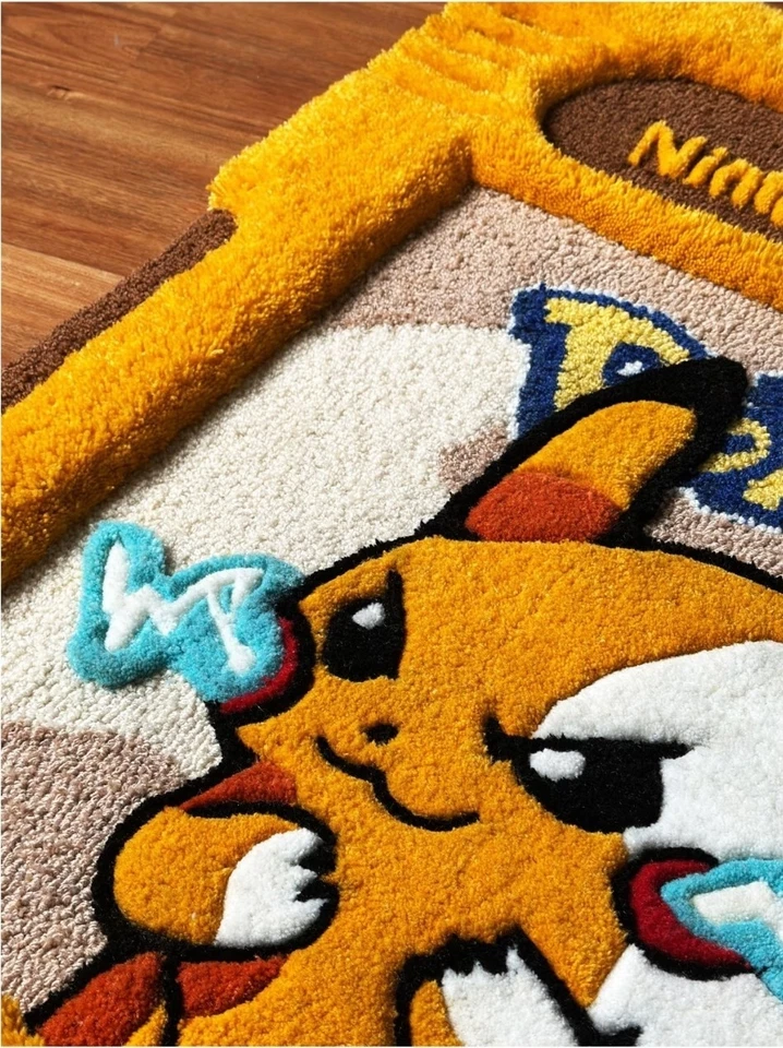 Alfombra amarilla Pokemon Pikachu acolchada a mano 100 % lana acrílica hecha a mano alfombra Foto 4 de 4