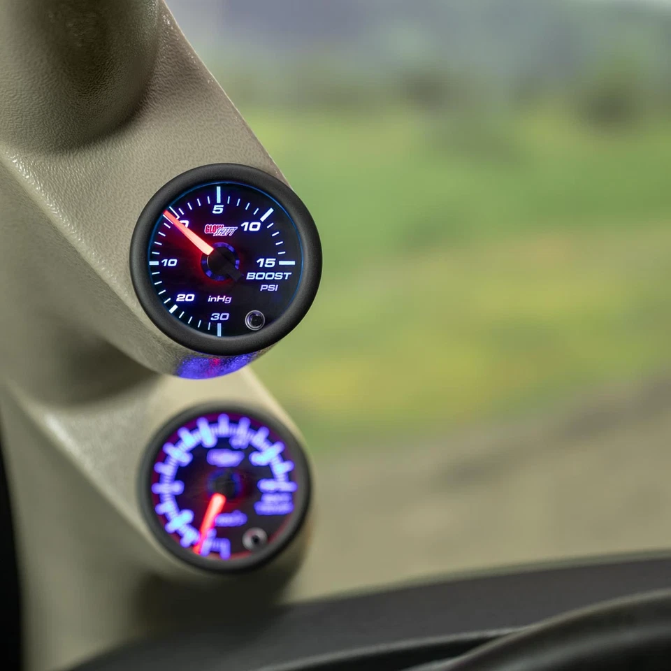 GlowShift 52mm Preto 7 Cores 15 PSI Turbo Boost/Medidor de Vácuo - Imagem 3 de 4