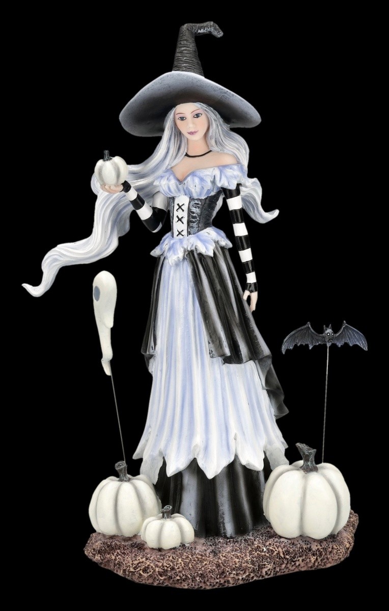 Hand-Painted Ghost Pumpkins Witch Figur by Amy Brown, Halloween 26 cm