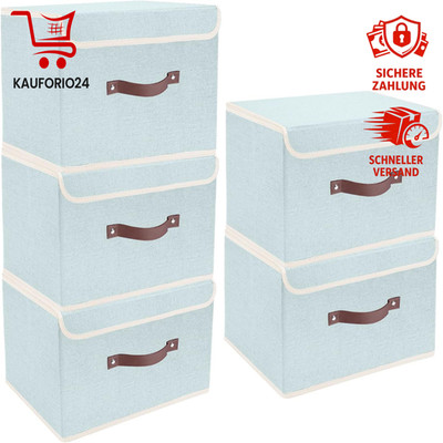 Faltbare Aufbewahrungsbox mit Deckel 38x25x25 cm 5 Stück Aqua
