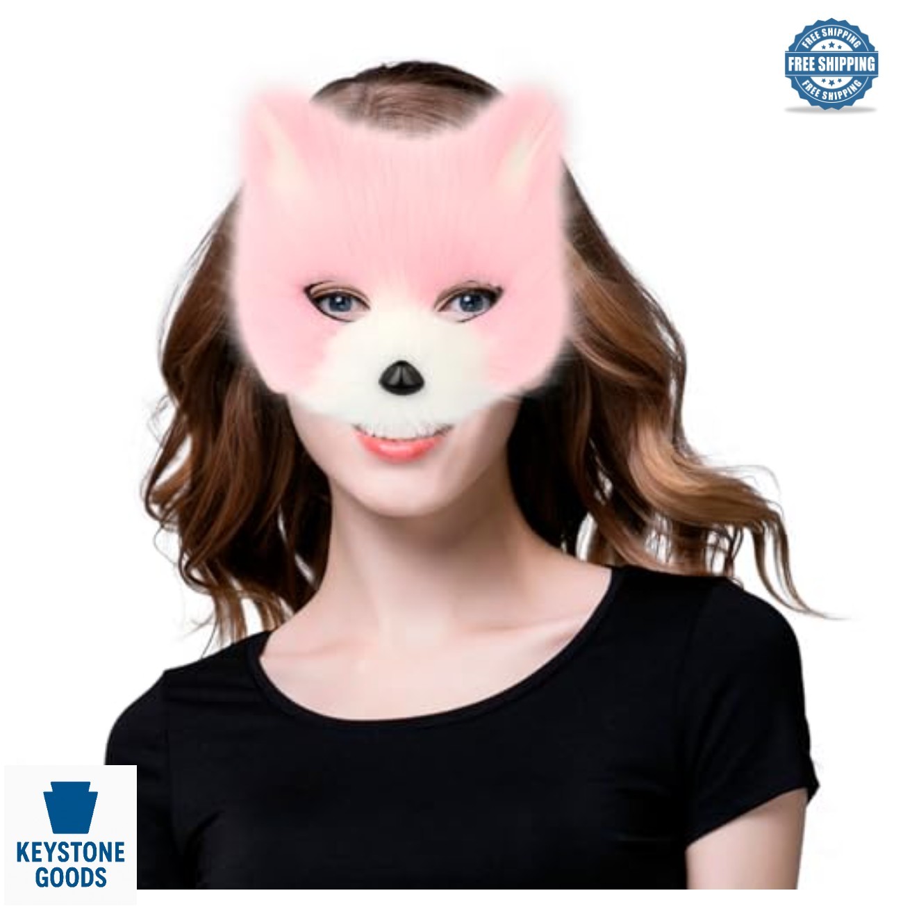 Furry Fox Mask Tail and Paw Gloves Set Adult Cosplay Halloween Party Costume image 2