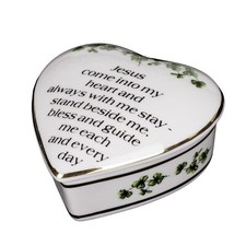 CBE Porcelain Irish Shamrock Jewelry Keepsake Box First Communion Box 
