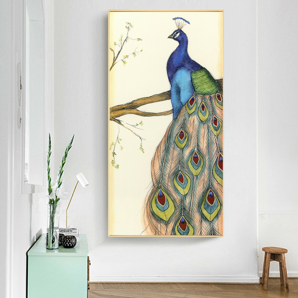 画材 Peacockesque Rasch Portfolio Peacock Wallpaper Navy Blue Gold Metallic
