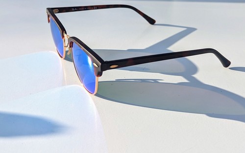 Ray-Ban Sunglasses Blue Mirror Clubmaster Havana Frame RB3016 1145/17 SALE NEW! - Picture 9 of 12