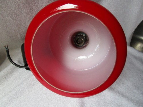 PUTZLER 70er Jahre Design Hängelampe Lampe rotes Glas innen weiß 28x11-21,5cm - Picture 12 of 13