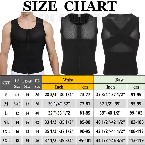 Camisas de compresión EE. UU. para hombre ocultar ginecomastia adelgazante modelador corporal chaleco con cremallera - Imagen 18 de 28