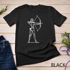 Line Art Woman Archer Archery Bow And Arrow T-Shirt Unisex T-shirt