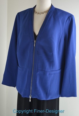 SEJOUR Blue Jacket suit Blazer light coat moto zip business Womens PLUS 14W NEW