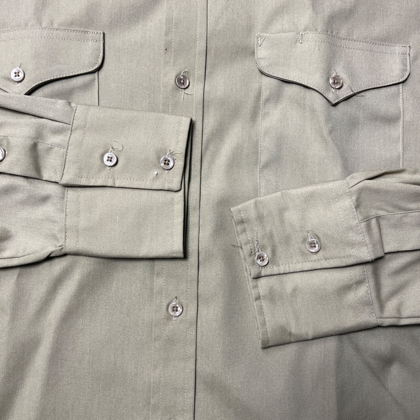 Vintage Work Shirt Mens Large Tan Brown Button Up Long Sleeve 80s Workwear NOS eBay