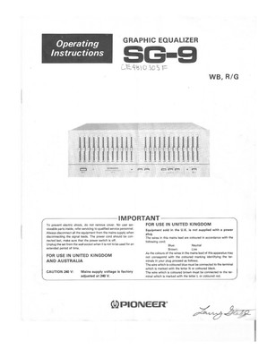 Pioneer SG-9 Receiver Owners Manual