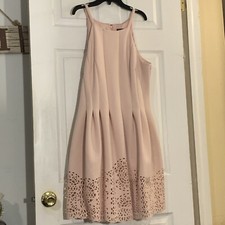 Vince Camuto Women's Halter Fit and Flare Laser Cut Dress Size 16 Blush