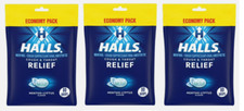  Pack 3 HALLS Relief Mentho-Lyptus Cough Drops, Economy Pack, 160 Drops