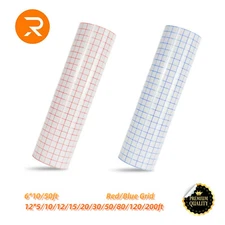 HTVRONT Vinyl Transfer Tape Roll for Cut with Grid Red/Blue Multi-size