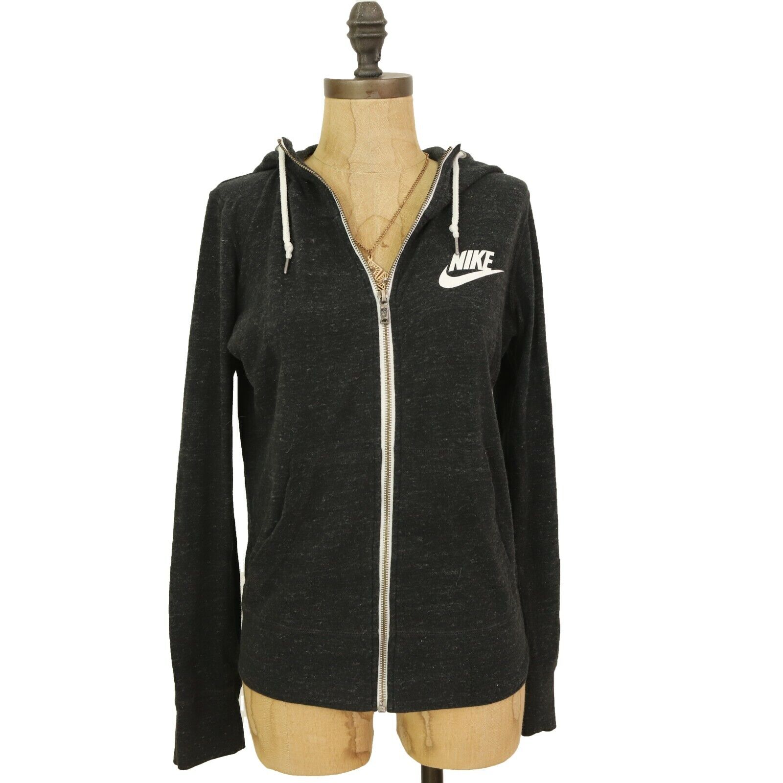 Nike Zip Up Award Logo Hoodie Sweatshirt New color Top Size EUC Gray Cotton Blend B88 M Organic