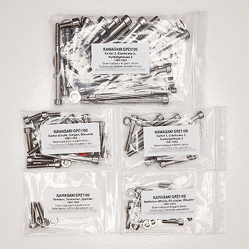 Kit vis inox carter Kawasaki GPZ 1100 pour road trip et balades