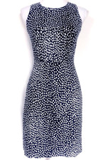 J Crew Sleeveless Sheath Dress Women's Size 00  Navy and White Polka Dot Cotton