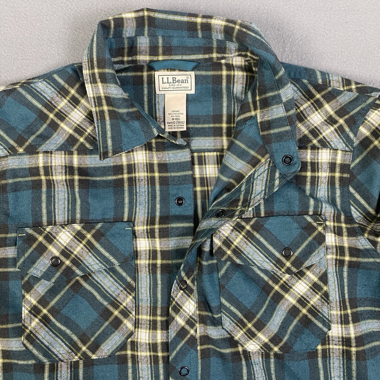 LL Bean Performance Flannel Snap Button Wool Poly… - image 3