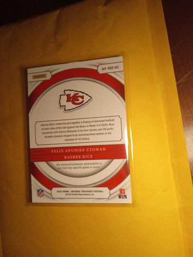 /49 Rashee Rice /49 Felix Anudike-Uzomah RC Rookie Dual Jersey National Treasure - Picture 5 of 5