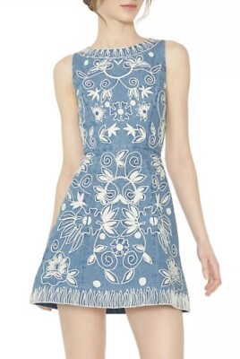 Alice + Olivia Lindsey Embroidered Cotton Chambray Dress Size 0 NWOT | eBay Alice + Olivia Lindsey Embroidered Cotton Chambray Dress Size 0 NWOT | eBay