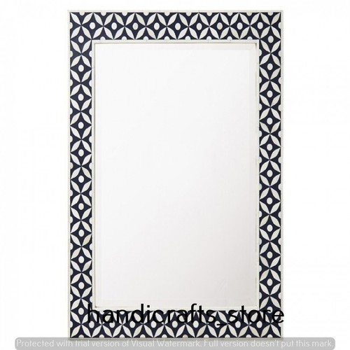 Bohemian Bone Inlay Mirror, Unique Design, Art Deco Geometric Bone Inlay Mirror - Picture 3 of 4