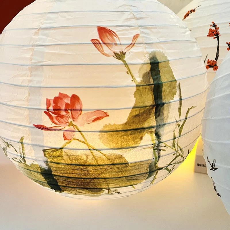 Lamp Shade Paper Lantern Light Party Chinese Tree Blossom Round Oriental  Decor