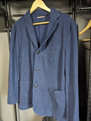 Men's APOLIS Global Citizen Blazer Jacket Navy Blue Cotton/Wool Large