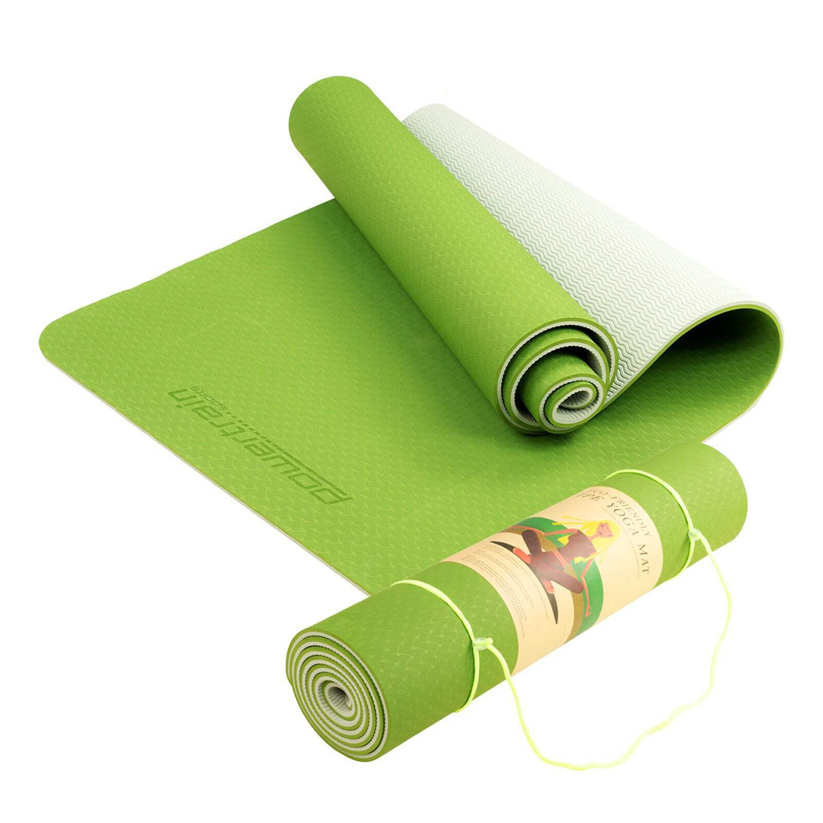 NNEDSZ Dual Layer 8mm Yoga Mat | Lime Green | Non-slip Surface, And Carry Strap