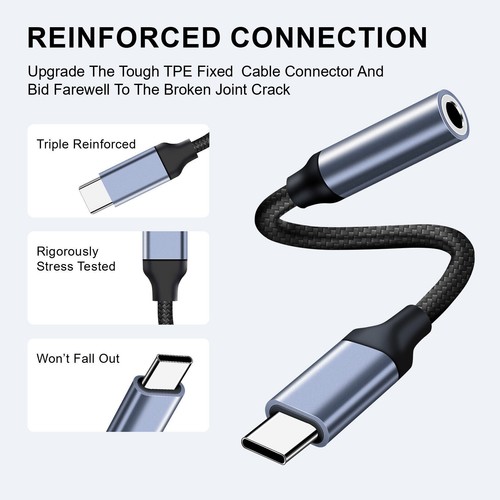 For Samsung Galaxy A14 A53 A55 5G USB-C to 3.5mm Aux Jack Adapter Earphone Cable - Picture 5 of 50