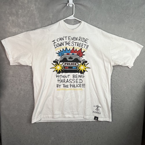 Vintage Y2K Algierz Harassed By The Police T Shirt Adult 3XL White Hip Hop Mens - Picture 1 of 11