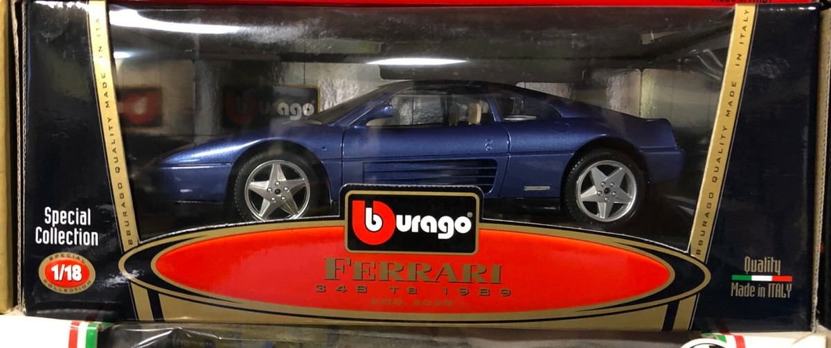 FERRARI 348 tb COUPE BLUE METALLIC 1:18 by BURAGO 3039 RARE OLD