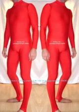 Red Spandex Women Men Jumpsuits Bodysuit Catsuit Costumes Horseshoe Pants F1044