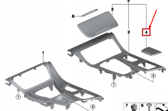 NEU BMW 5 F10 MITTELKONSOLE ASCHENBECHER TRIM LHD 51169206397 